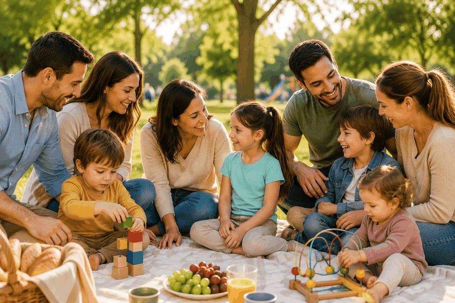 Familias reunidas en un picnic